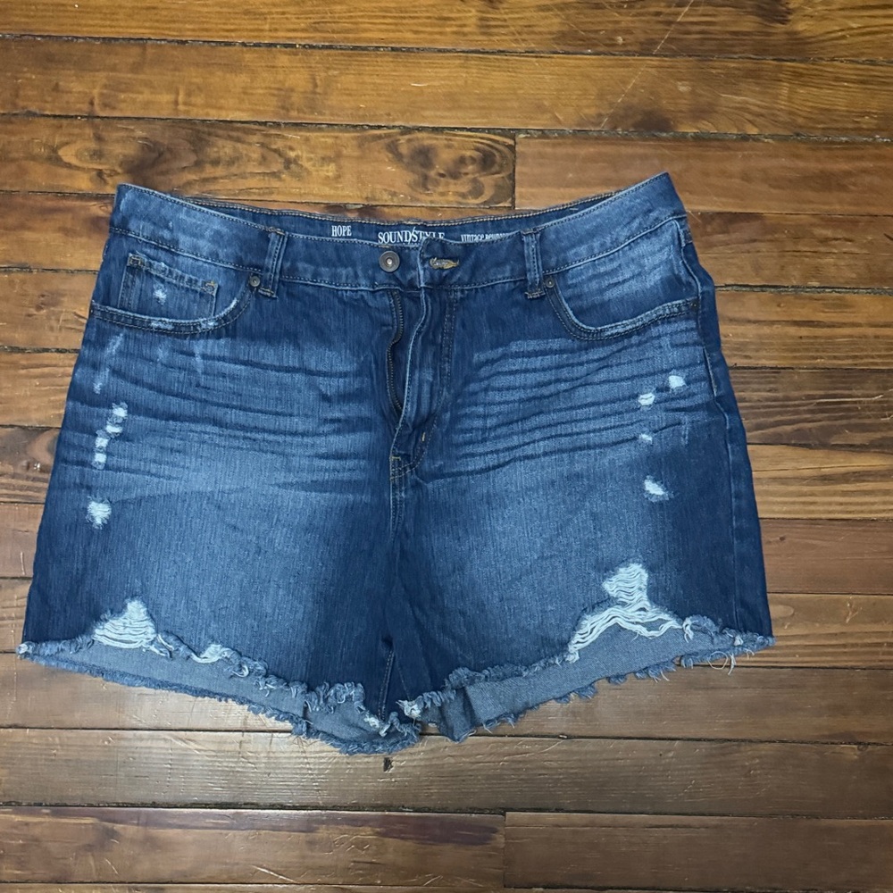 Sound Style Women's Ripped Denim Shorts - Indigo